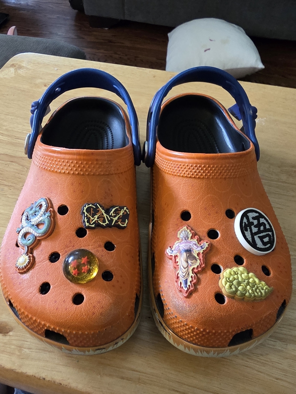 Kids Orange Clog Sandals with Blue Strap - Fun Jibbitz Style